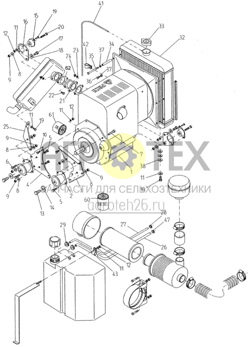 Чертеж  дизельный двигатель (ETB-015929) 