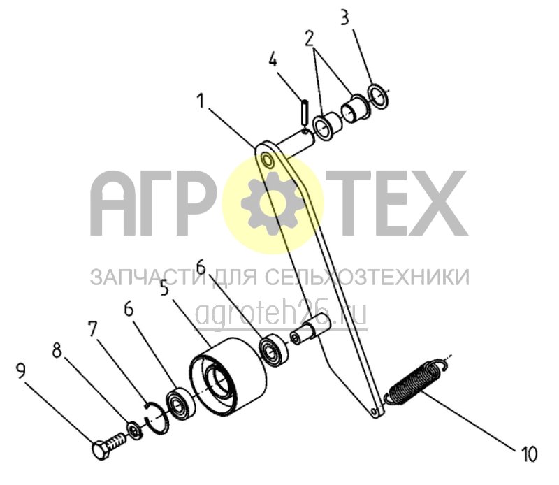Чертеж  натяжное устройство для привода косилочного рабочего органа (ETB-015940) 