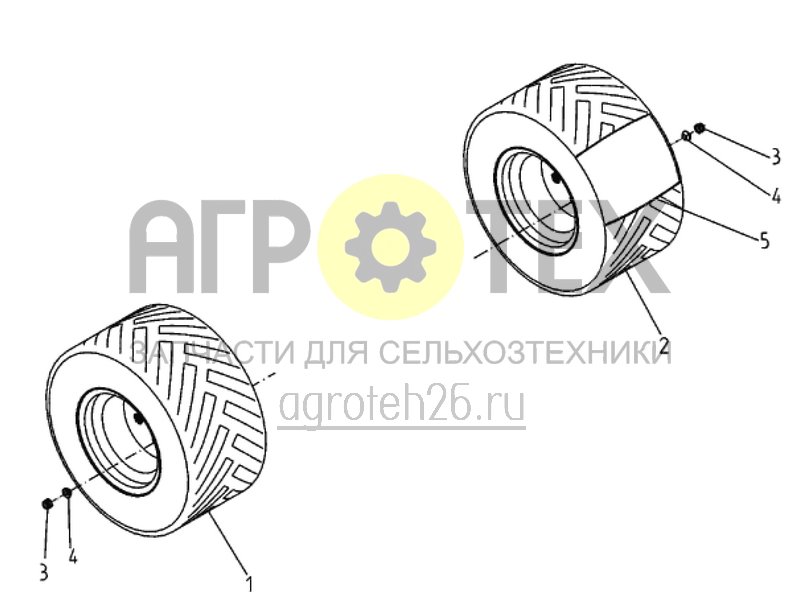 Чертеж  комплект колес с полевым профилем (ETB-015958) 