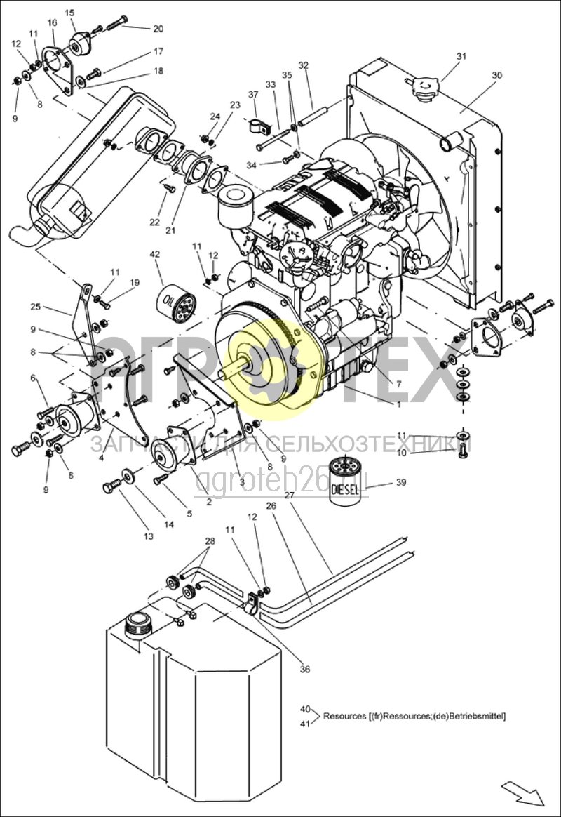 Чертеж  установка дизельного двигателя (ETB-016050) 