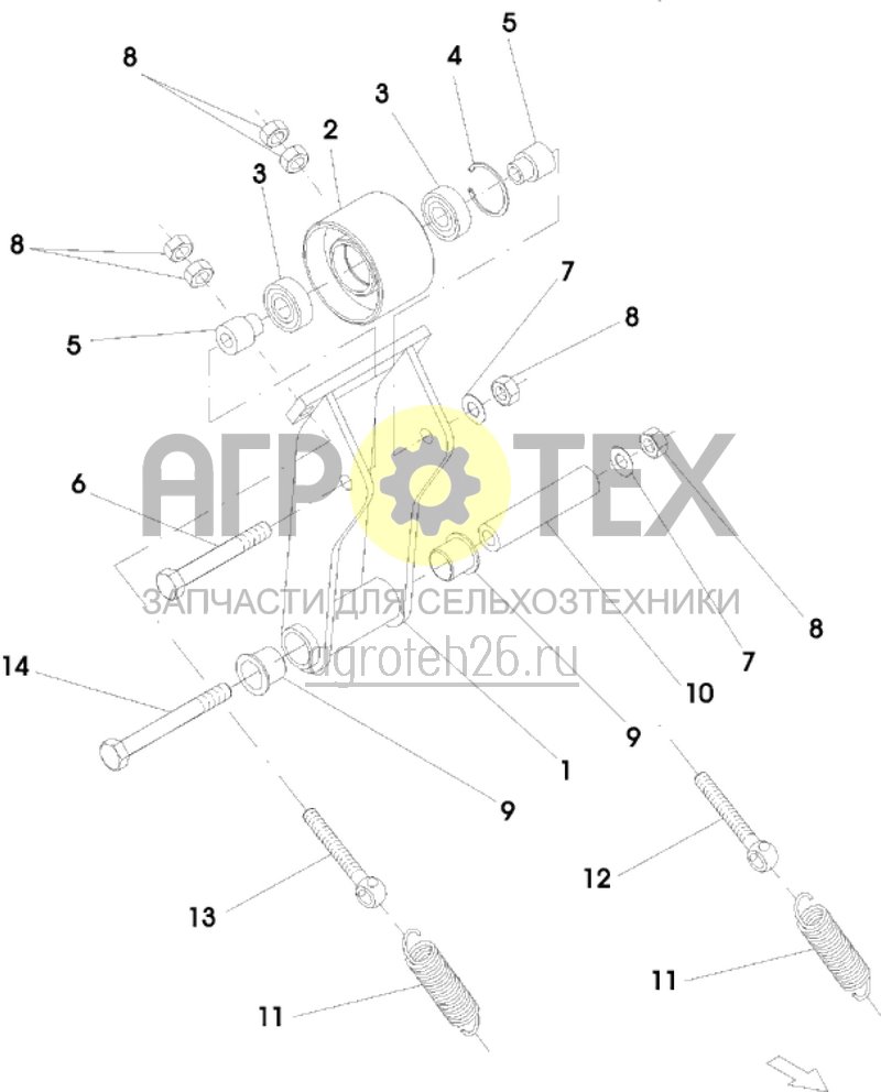 Чертеж  натяжное устройство для привода колес (ETB-016061) 