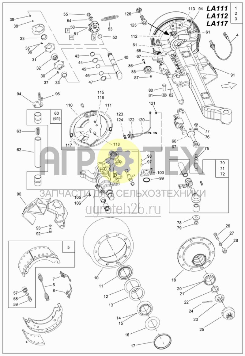 Чертеж  тормозная ось управл.; колея 1800/2000 mm, 4-kant 120 mm (ETB-016190) 