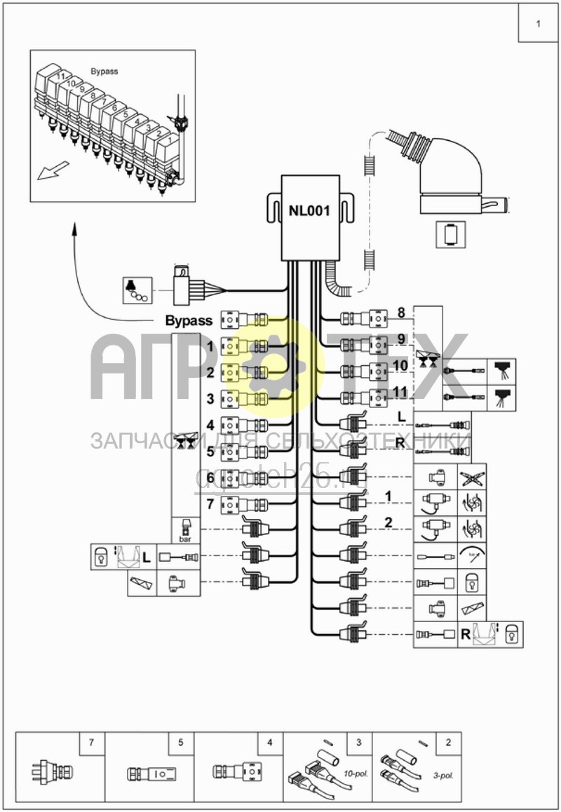  кабельный ствол AMATRON+ и складывание Profi (NL001) (ETB-016266)  (№1 на схеме)