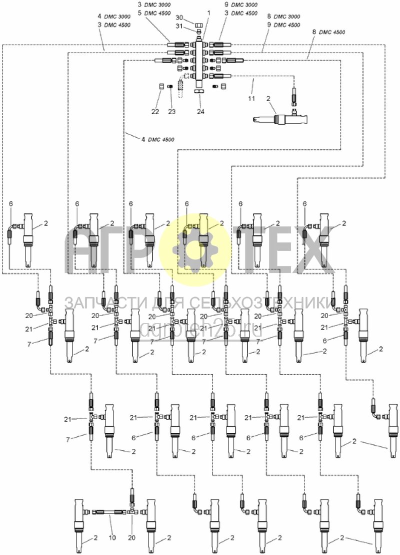  оборудование гидравлики - сошники (ETB-016378)  (№10 на схеме)