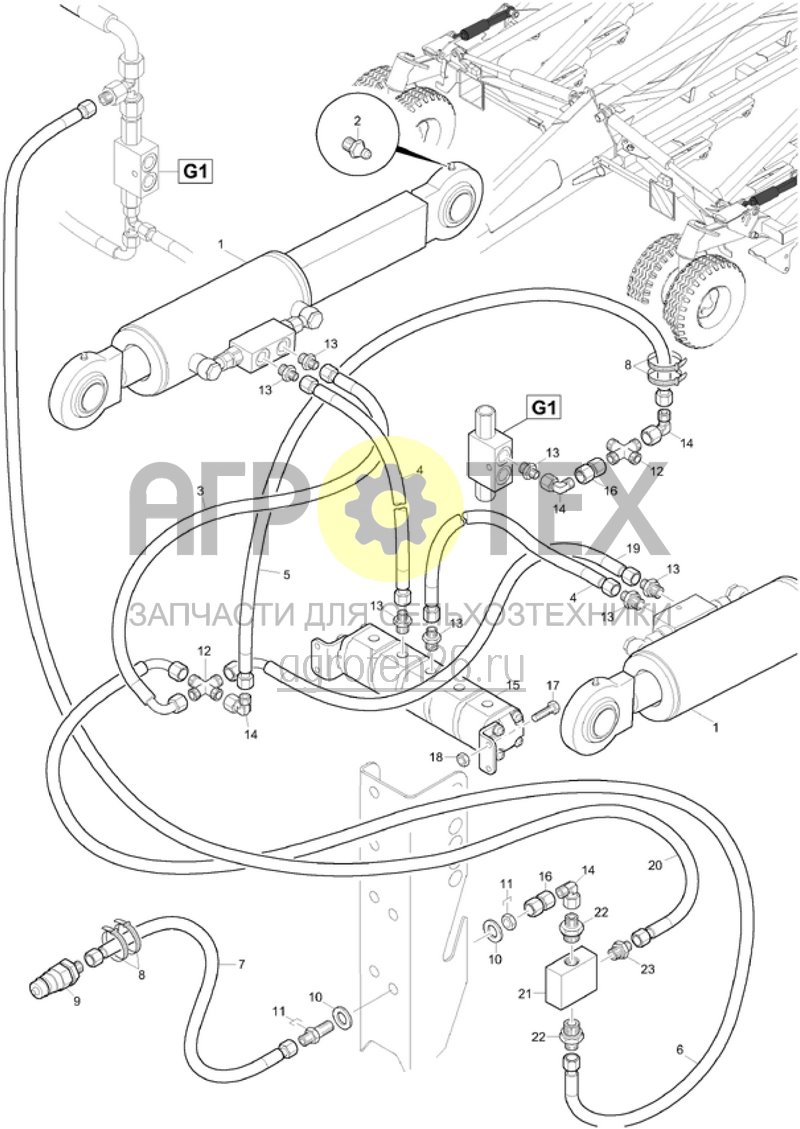  гидр. регулирование глубины опорное колесо (ETB-016609)  (№20 на схеме)
