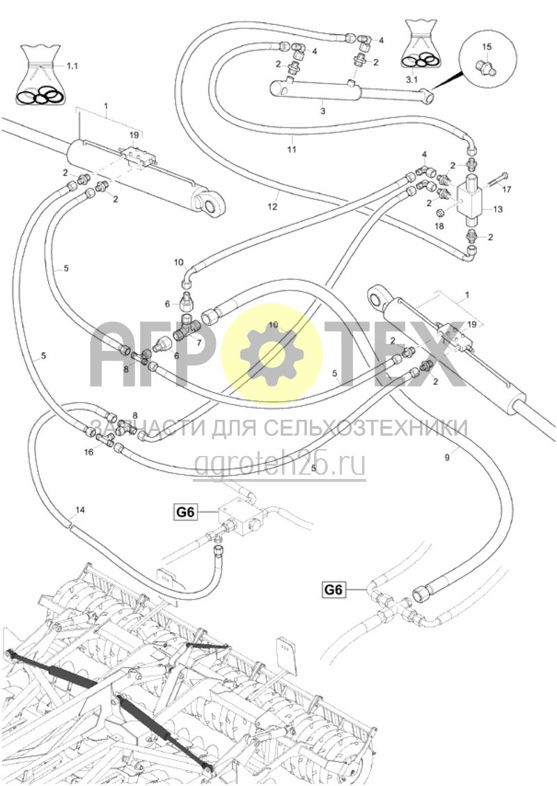  гидравлика складывания задн. для шасси тормозн. (ETB-016618)  (№3 на схеме)