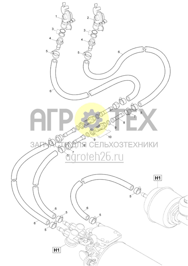 Чертеж  Anschlussleitungen Bremse pneumatisch (ETB-016622) 