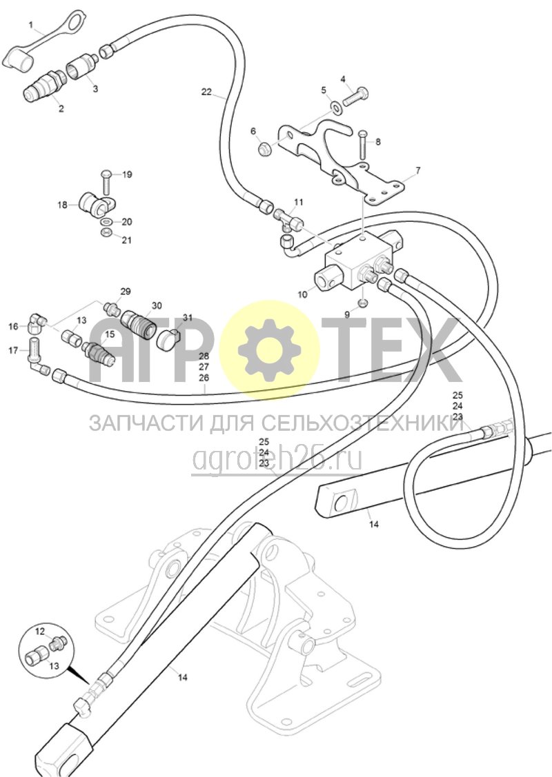 Чертеж  (RUS)Hydraulik Spuranreisser (ab Masch ????) (ETB-016872) 