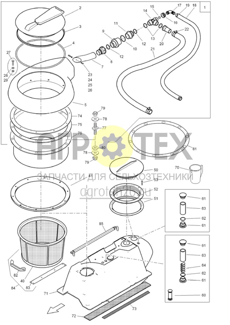  крышка бункер / колпак для подачи промывочной жидкости / выкач. воздуха (ETB-017098)  (№41 на схеме)