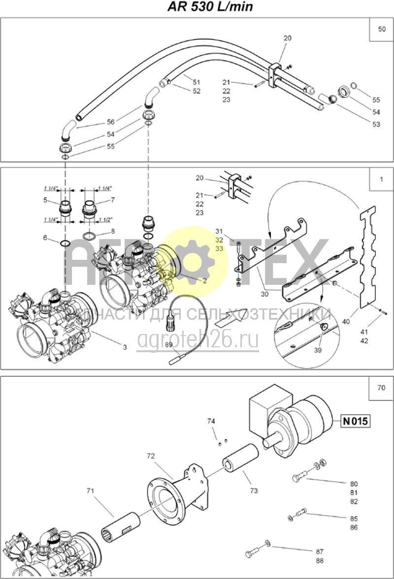 Чертеж  оснащение насоса 530 L/min (ETB-017108) 