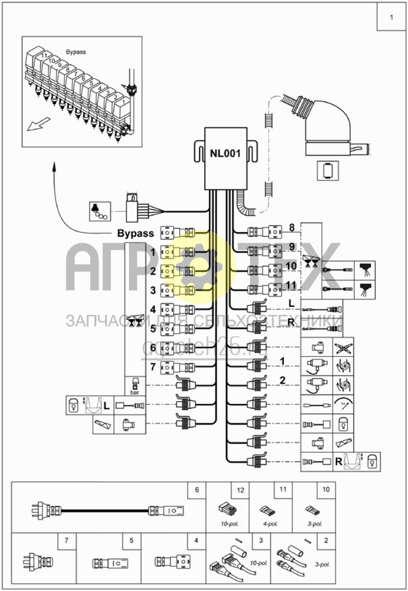 Чертеж  кабельный ствол AMATRON+ и складывание Profi (NL001) (ETB-017128) 