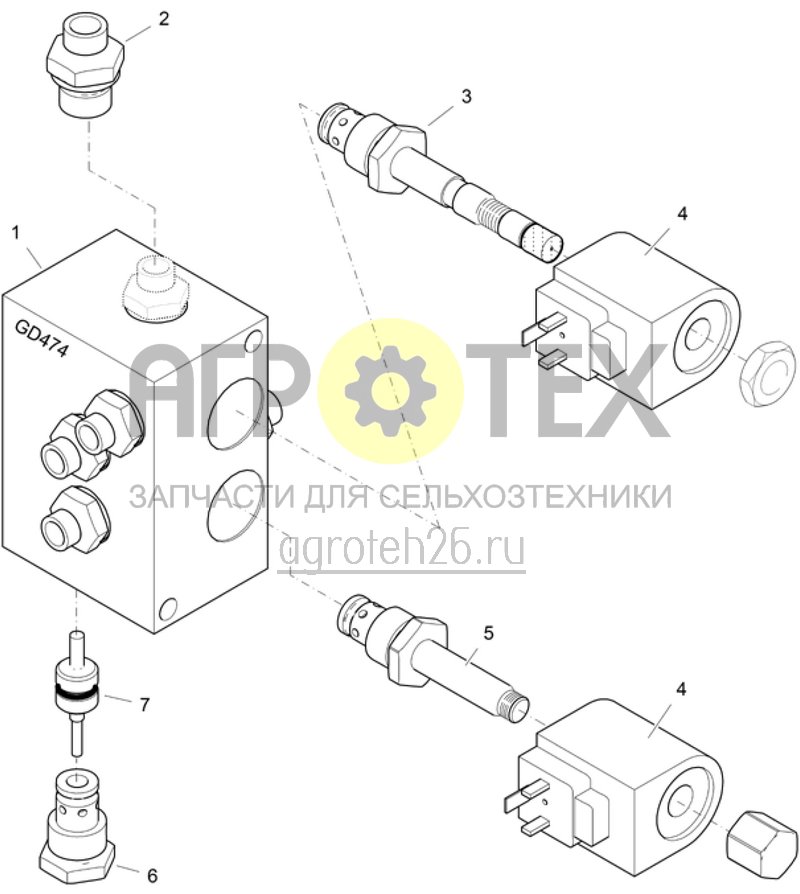 Чертеж  (RUS)Hydr.teile GD474 (ETB-017335) 