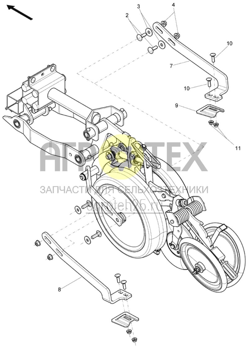  Скребок опорный ролик высевающий сошник -опционально- (ETB-017457)  (№9 на схеме)