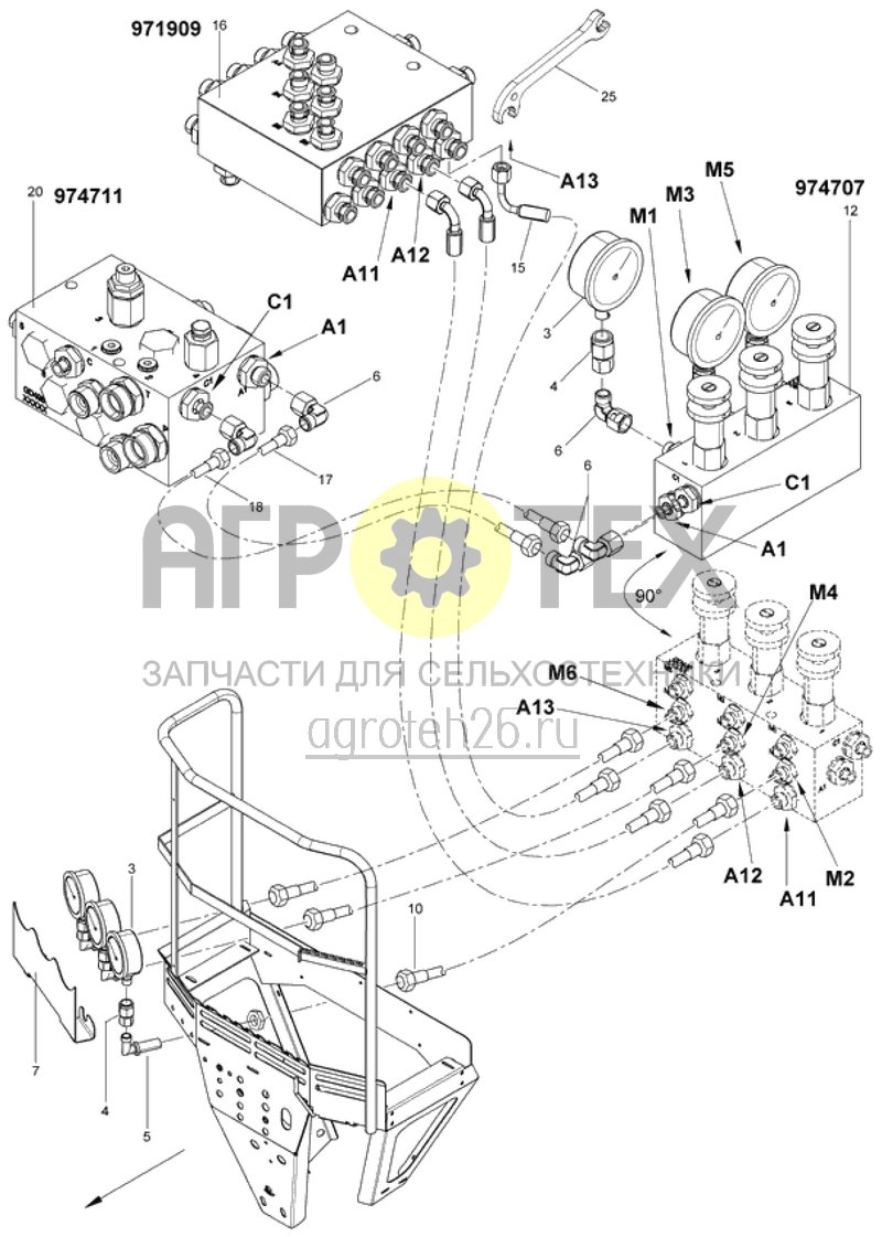 Чертеж  Hydr.teile Auslegerdruck, ED-Schardruck, D?ngerschardruck (ETB-017488) 