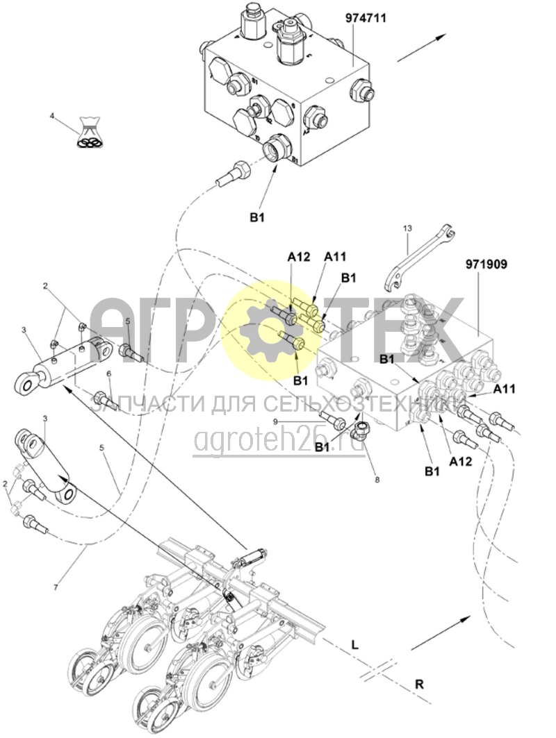 Чертеж  Hydr.teile ED-Schardruck, D?ngerschardruck - Hydr.Zylinder (ETB-017490) 