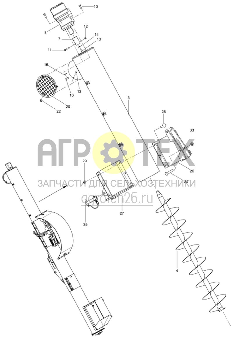 Чертеж  Bef?llschnecke/Auslauf - Motor, Schnecke (ETB-017521) 