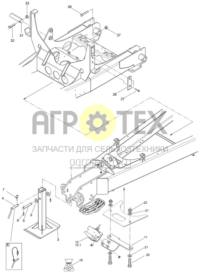 Чертеж  St?tzfuss und weitere Anbauteile am Hauptrahmen (ETB-017533) 