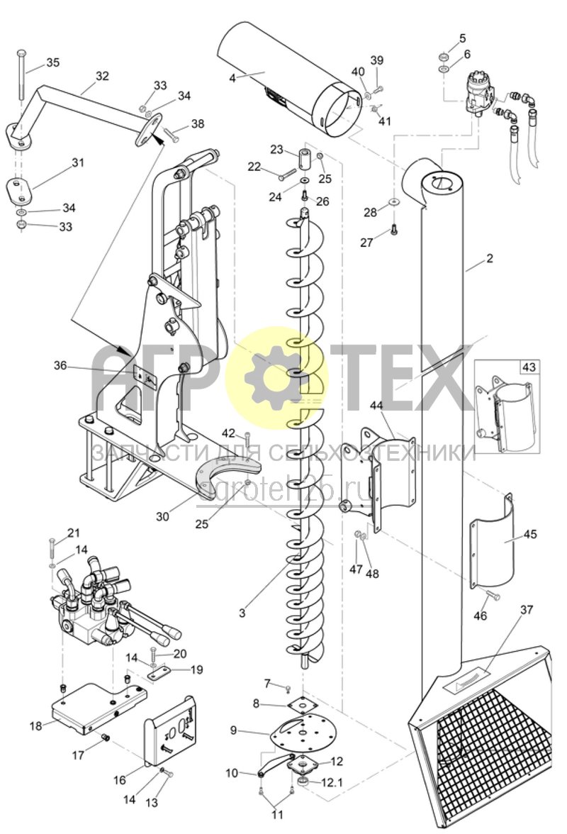  Шнек для загрузки удобрений - шнек, монтажные детали (ETB-017688)  (№35 на схеме)
