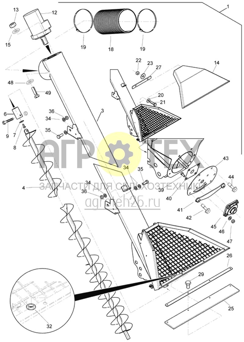 Шнек для загрузки удобрений - монтажные детали - от 2011 (ETB-017802)  (№19 на схеме)