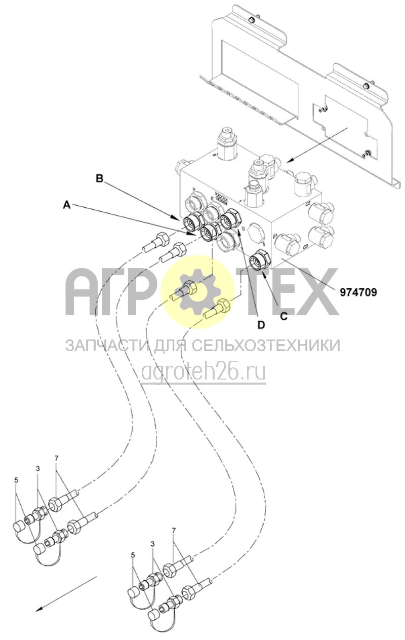 Чертеж  Hydr.teile Anschluss Schlepper - Teil 1 (ETB-017805) 