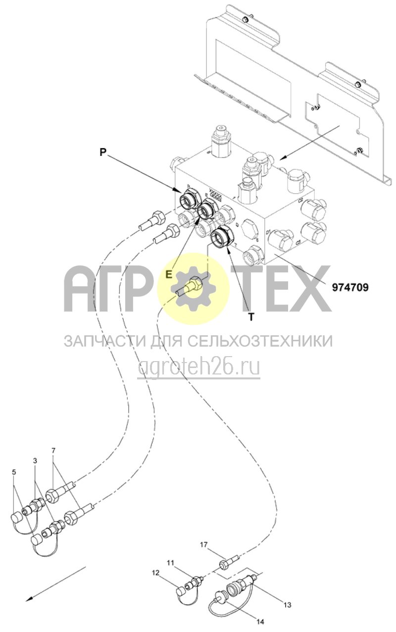 Чертеж  Hydr.teile Anschluss Schlepper - Teil 2 (ETB-017807) 