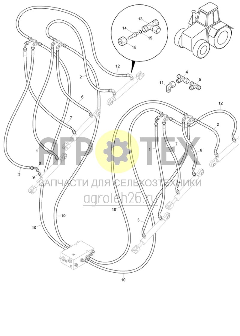 Чертеж  (RUS)Hydr.-Teile Schardruckverstellung Condor 12001 (ab ???) (ETB-018082) 