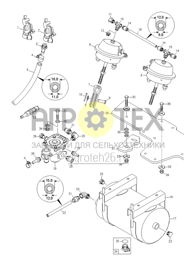 Чертеж  (RUS)Druckluftbremsanlage (ETB-018211) 