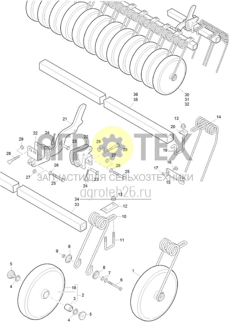  (RUS)Rollenstriegel 166mm (ab 03.2015) (ETB-018325)  (№14 на схеме)