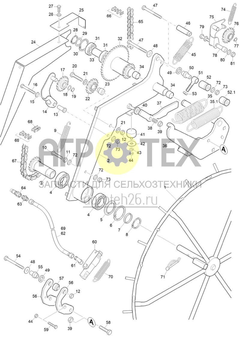  Привод шпорного колеса (ETB-018701)  (№3 на схеме)