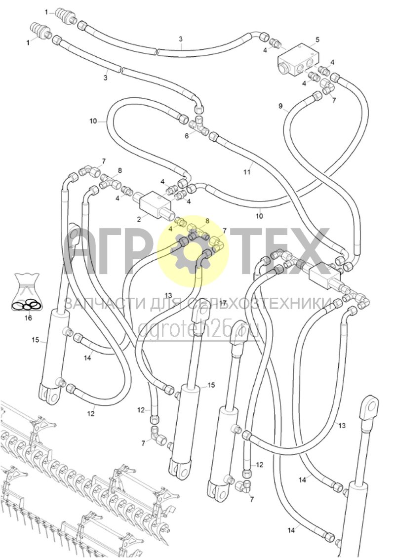  Гидравлика Crossboard / передний штригель (ETB-018917)  (№15 на схеме)