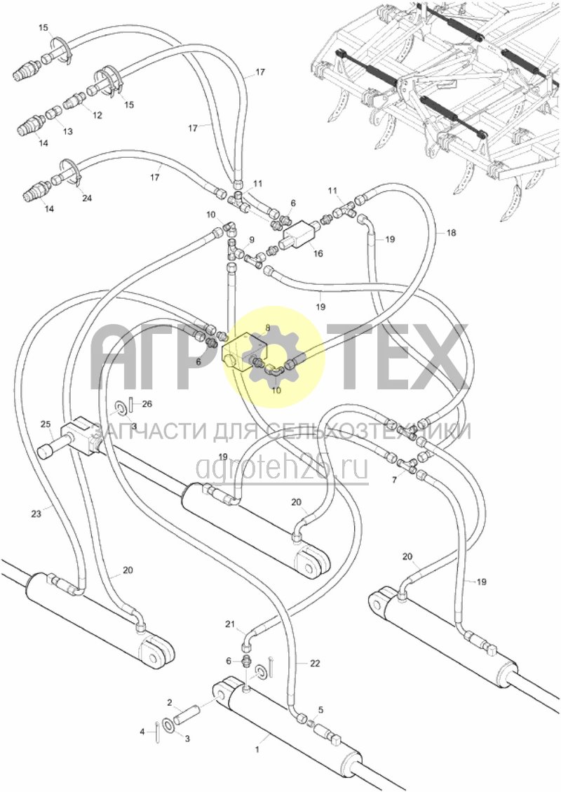  Гидравлика складывания (CXS0000660 до 667) (ETB-019326)  (№8 на схеме)