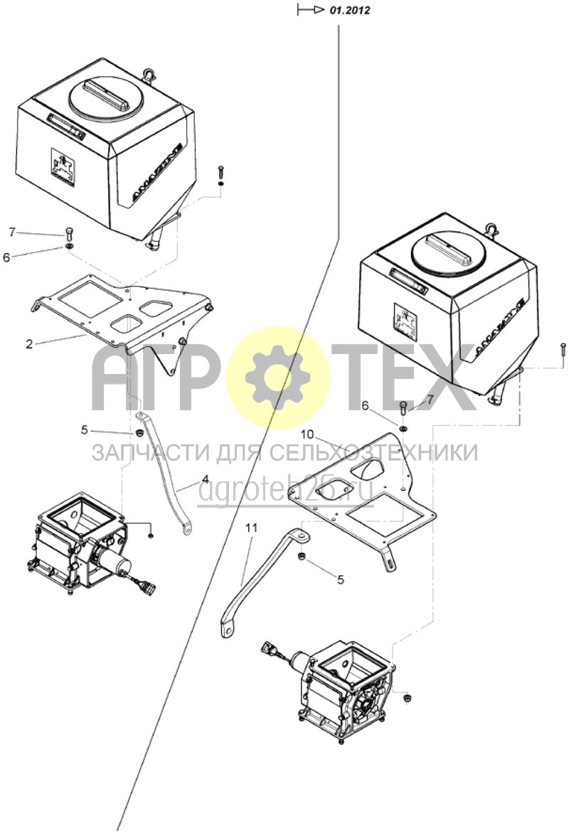 Чертеж  Разбрасыватель микрогранул - основной держатель бак / дозировочное устройство от 01.2012 (ETB-019419) 