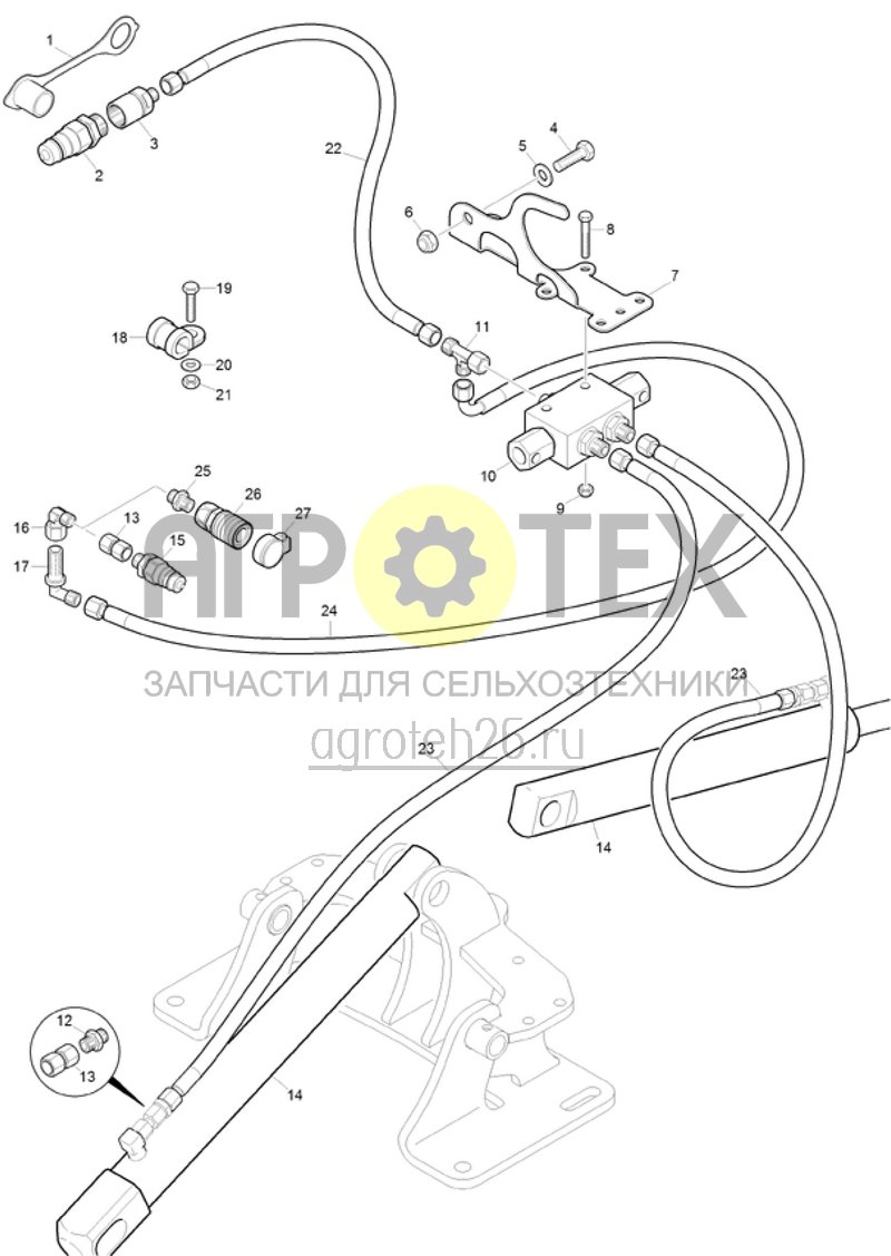 Чертеж  (RUS)Hydraulik Spuranreisser (ab Masch ???) (ETB-019545) 