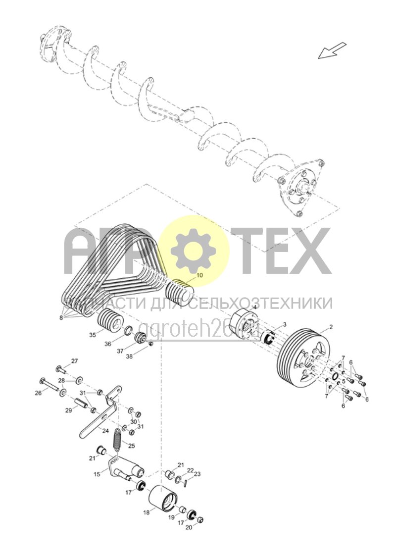  Привод ротор / поперечный шнек (ETB-019809)  (№25 на схеме)