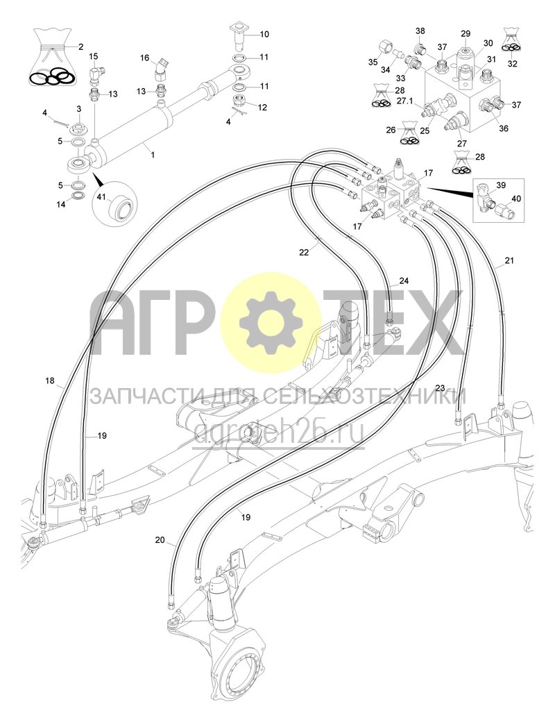  (RUS)Pendelrahmen -- Zylinder / Hydr. Teile 2250 - 3000 (ETB-020164)  (№16 на схеме)