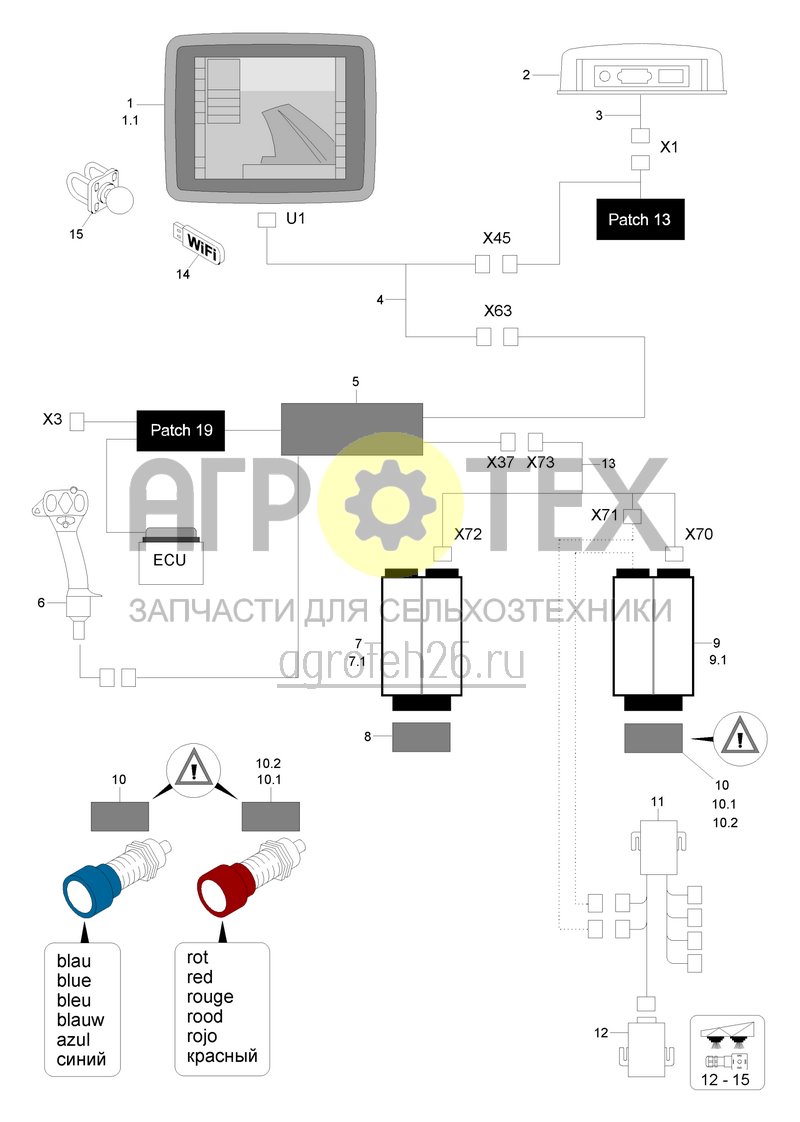  (RUS)Kabelbaum ISOBUS, AMAPAD, CP II und Lenksystem (ETB-020222)  (№6 на схеме)