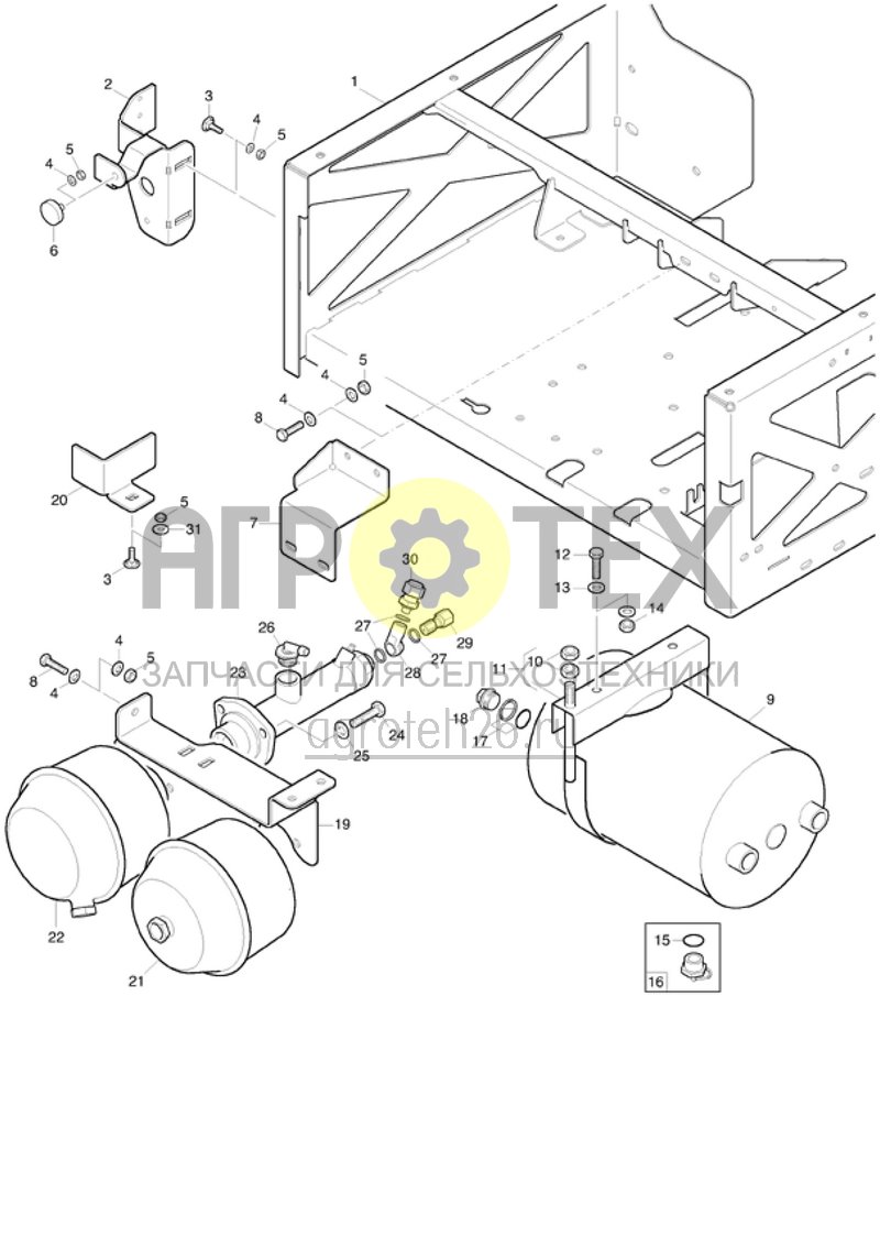 Чертеж  (RUS)Druckluftbeh?lter / Halterungen (ETB-020258) 