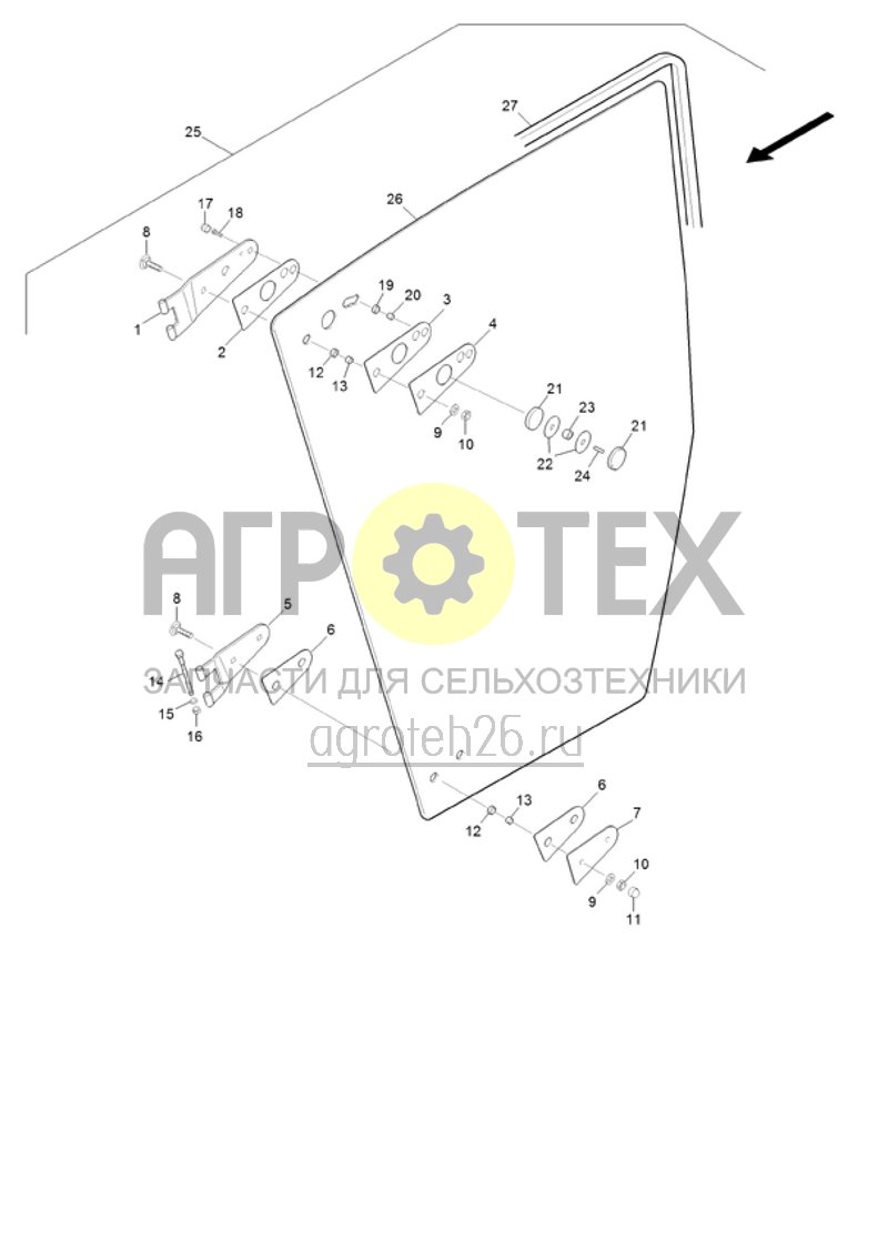 Чертеж  (RUS)Kabine Seitenwand rechts (ETB-020281) 