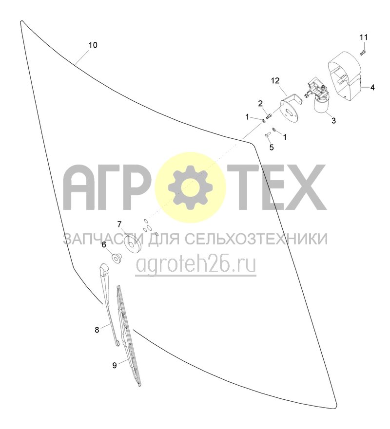  Кабина лобовое стекло / заднее стекло кабины с № от X1001664 до X1003707 (ETB-020283)  (№3 на схеме)