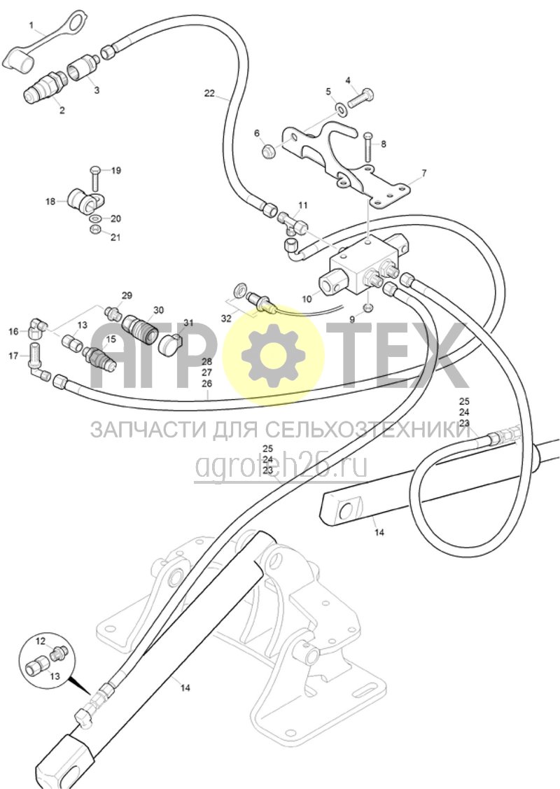 Чертеж  (RUS)Hydraulik Spuranreisser an KE/KX/KG (ETB-020391) 