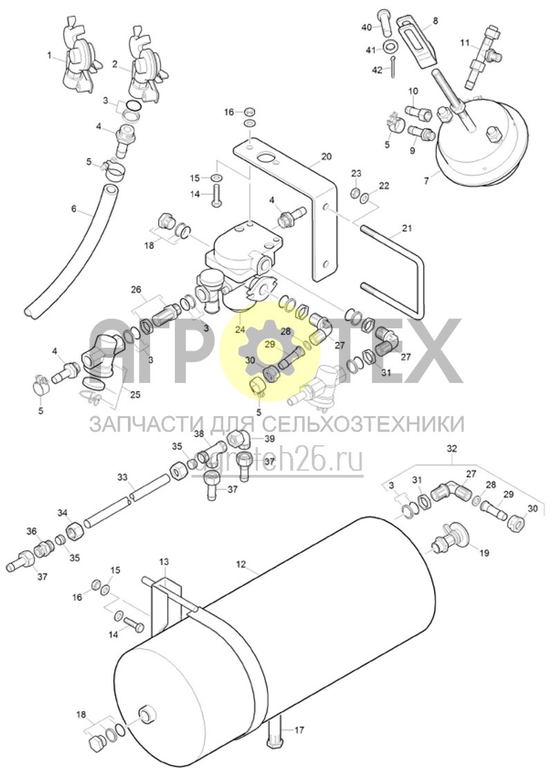 Чертеж  (RUS)Druckluftbremsanlage (ETB-020732) 