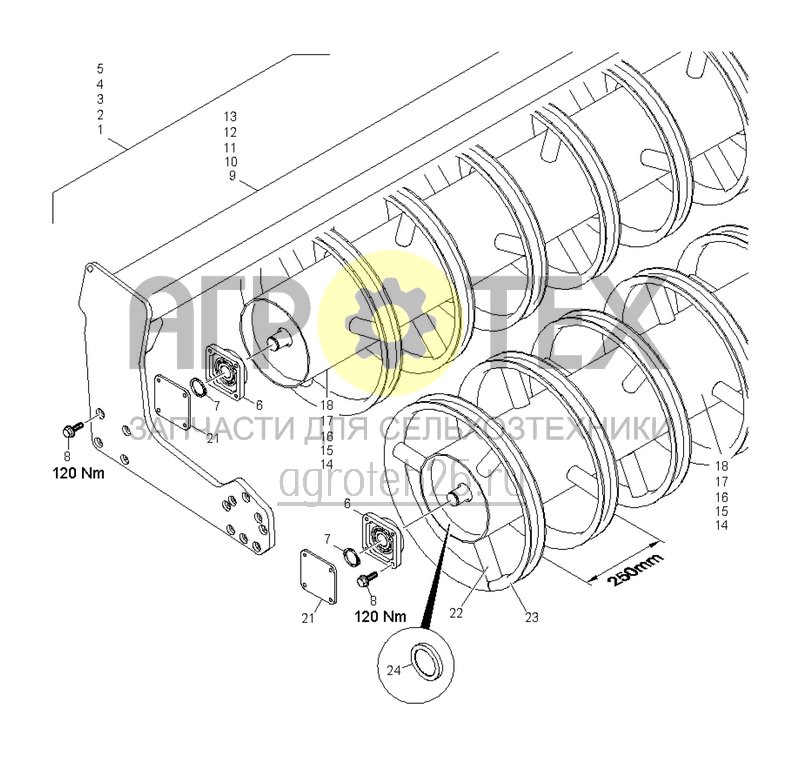  (RUS)Doppel-U-Profilwalze DUW 2000 / 2500 / 3000 / 3500 / 4000-580 ab 11.2017 (ETB-020792)  (№21 на схеме)