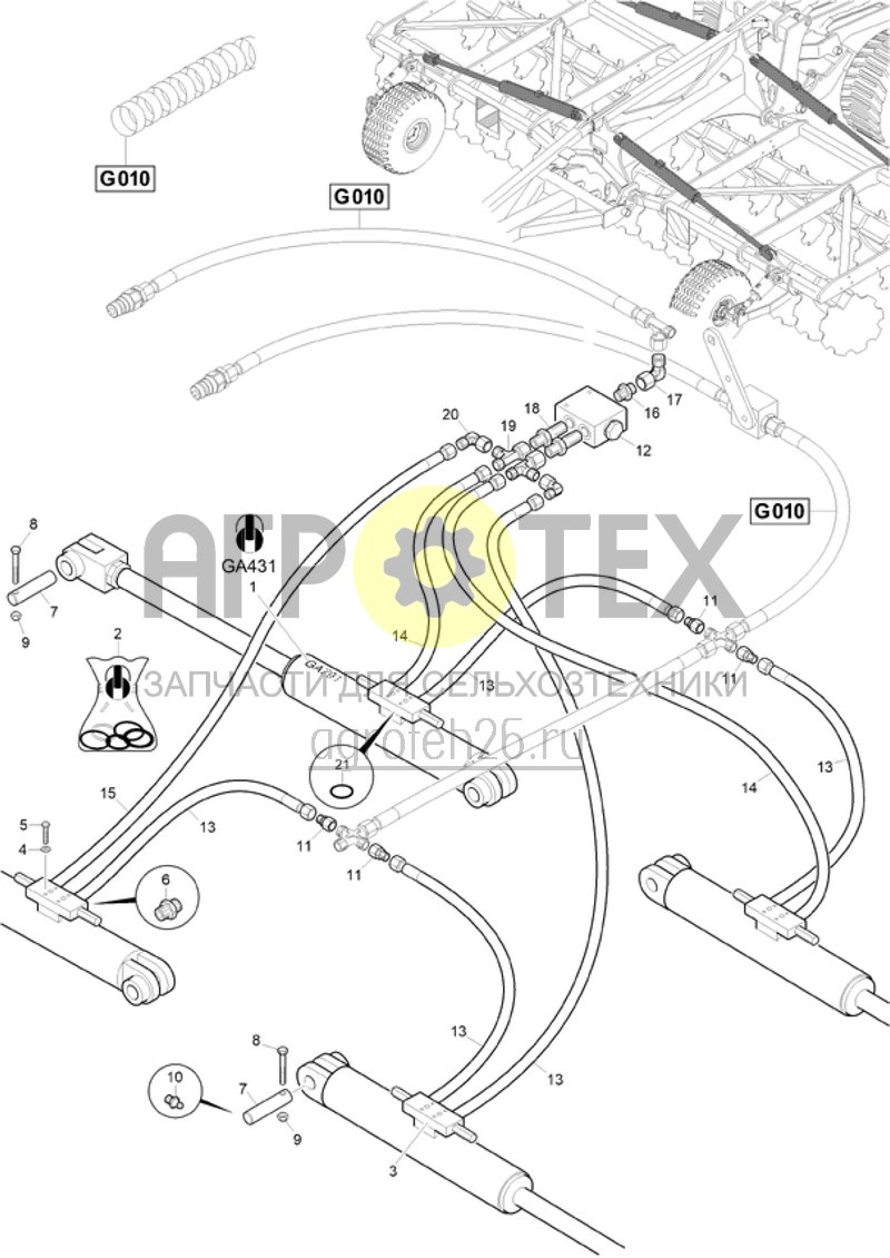 Чертеж  Гидравлика складывания боковой рамы начиная с CER0000293 (ETB-020898) 