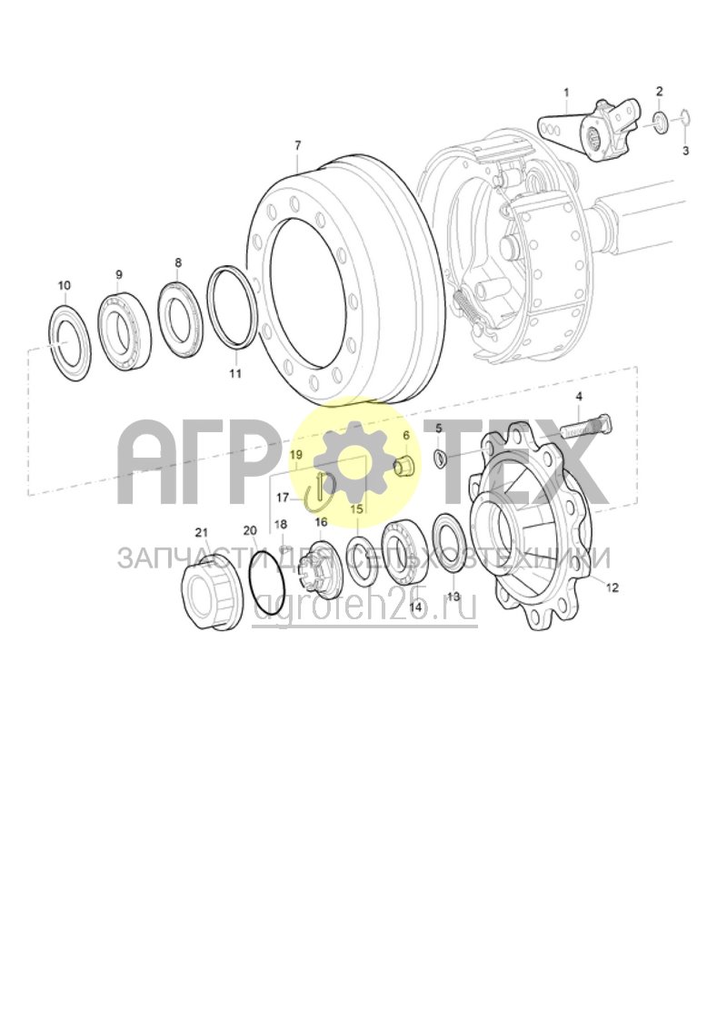  Тормозная ось LA242 CER 5001-2TX (1) начиная с CER0000322 (ETB-020926)  (№15 на схеме)