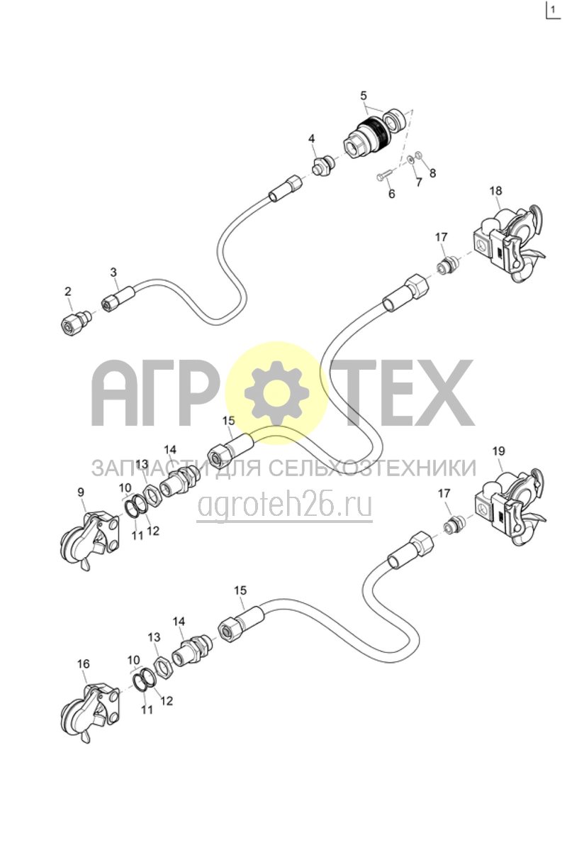 Чертеж  (RUS)T-Pack 880 / Schlauchsatz - Bremse (ETB-021267) 