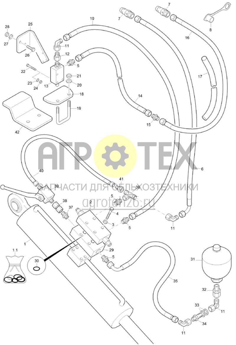  (RUS)Hydraulik Schwenkfahrwerk (ETB-021366)  (№12 на схеме)