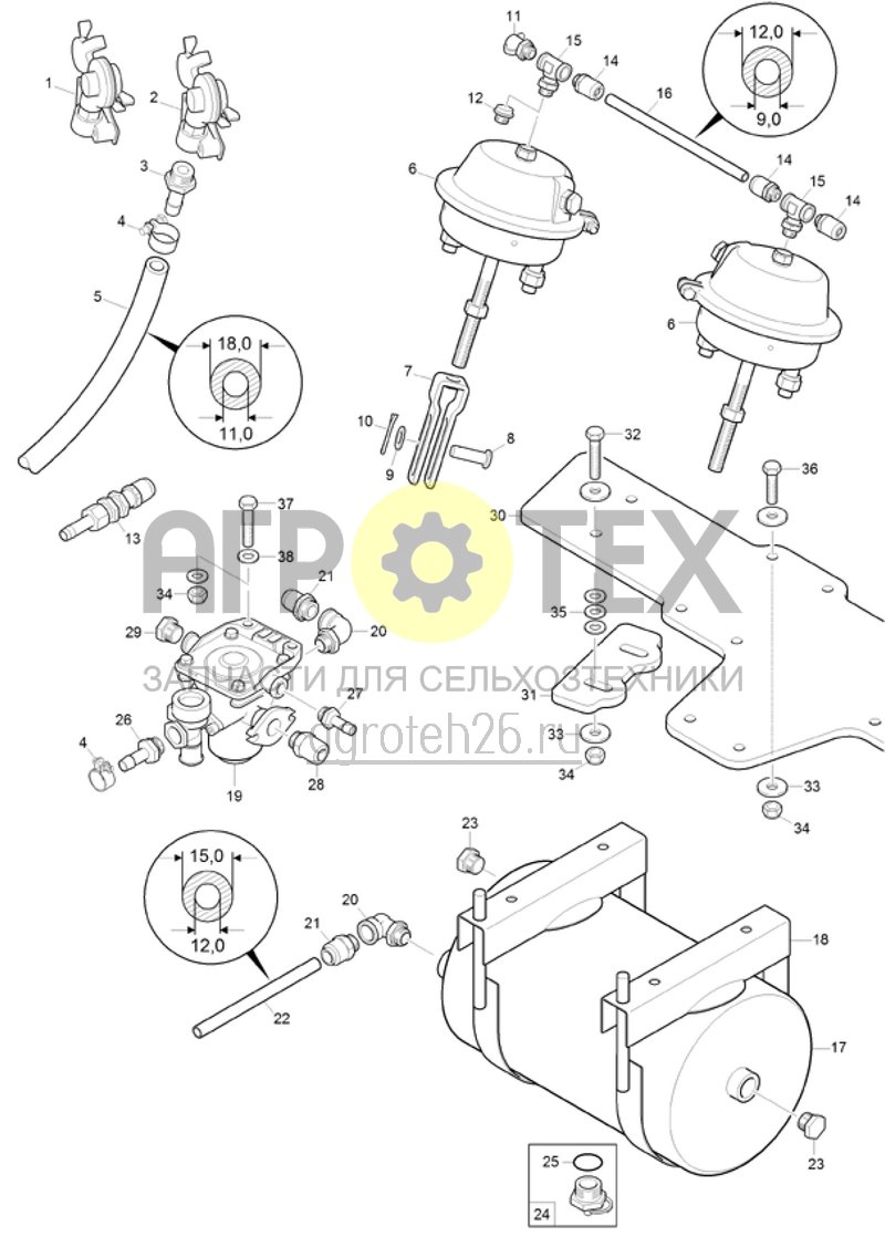 Чертеж  (RUS)Druckluftbremsanlage (ETB-021367) 