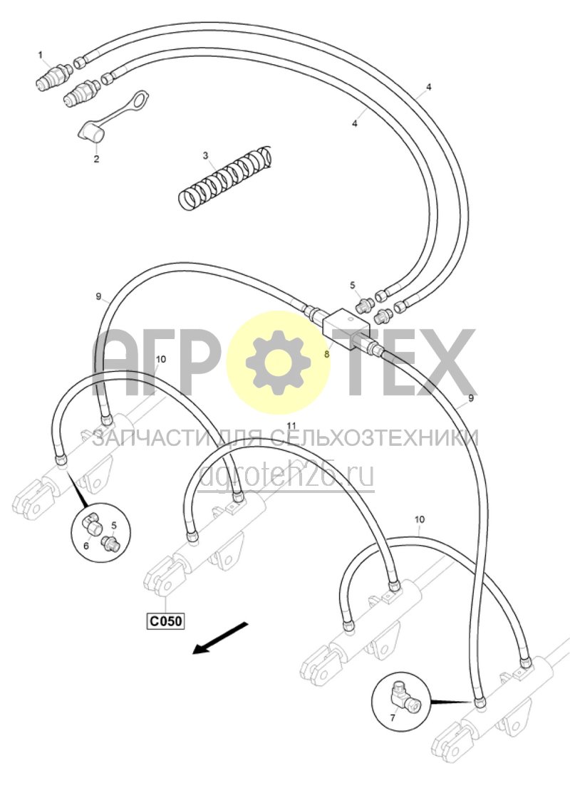 Чертеж  (RUS)hydraulische Tiefeneinstellung Crushboard vorne 7003, 8003-2TX(2) (ETB-021618) 