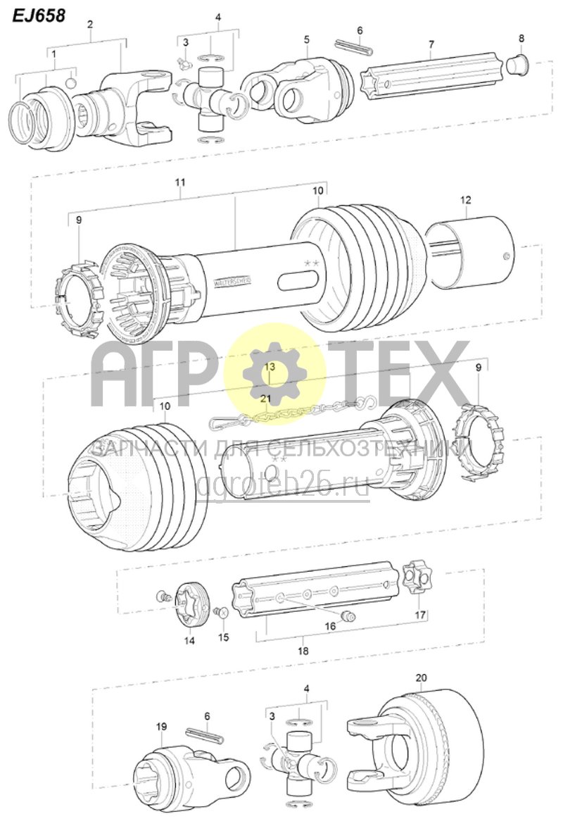 Чертеж  (RUS)Gelenkwelle Walterscheid EJ658 (ETB-021865) 