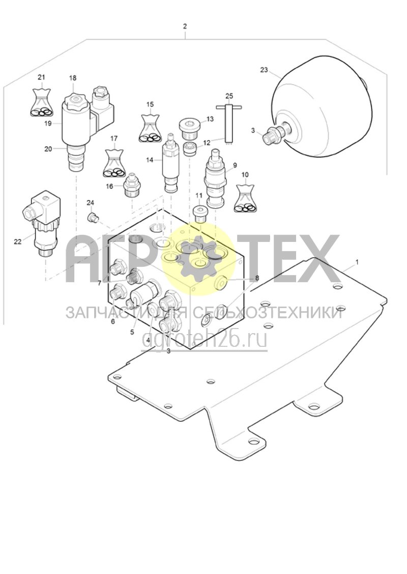  (RUS)Ventilblock Parkbremse (ETB-022102)  (№1 на схеме)